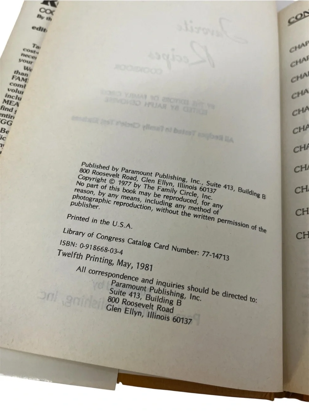 Family Circle Favorite Recipes Cookbook (1981, Hardcover, DJ, 12th Printing)